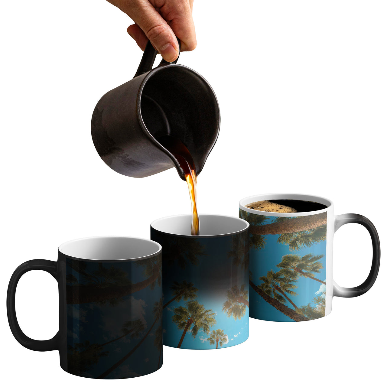 Palm Tree Magic Mug - Tropical Beach Color Changing Coffee Cup with Palm Trees and Sunshine