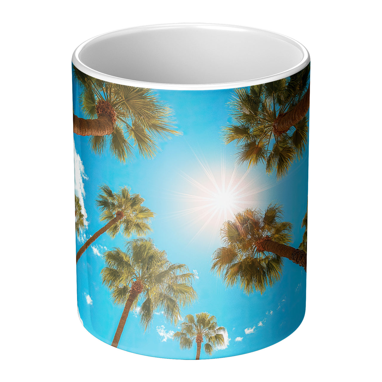 Palm Tree Magic Mug - Tropical Beach Color Changing Coffee Cup with Palm Trees and Sunshine
