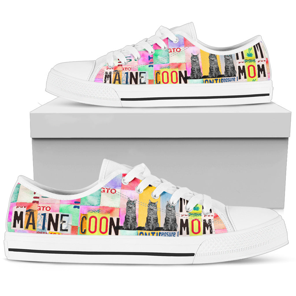 Women's Low Top Canvas Shoes For Maine Coon Mom