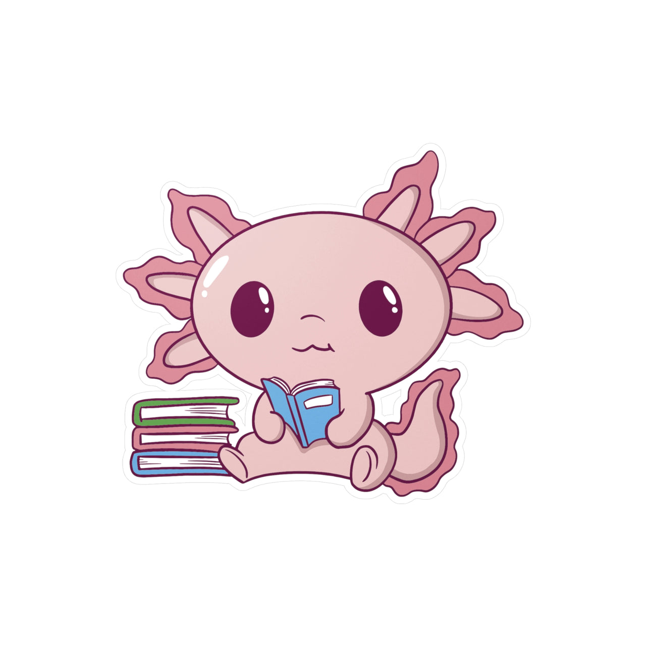 Axolotl Reading Books Sticker