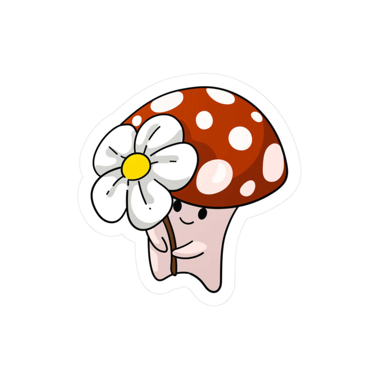 Mushroom Sticker - Mushroom Holding Flower Sticker