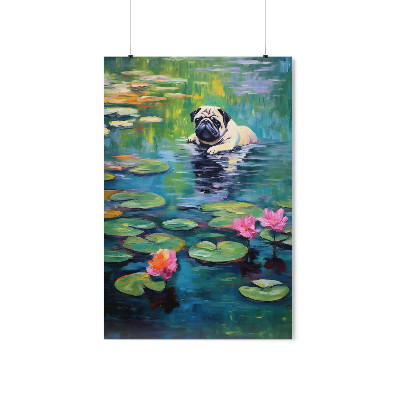 Waterlily Monet Pug Poster