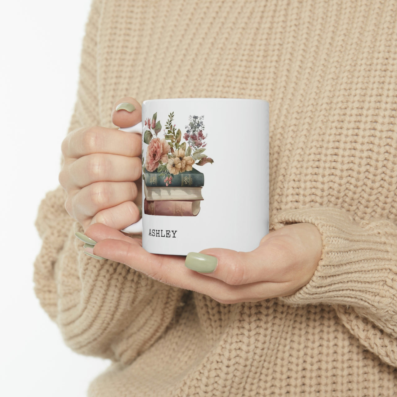 Personalized Floral Book Lover Mug