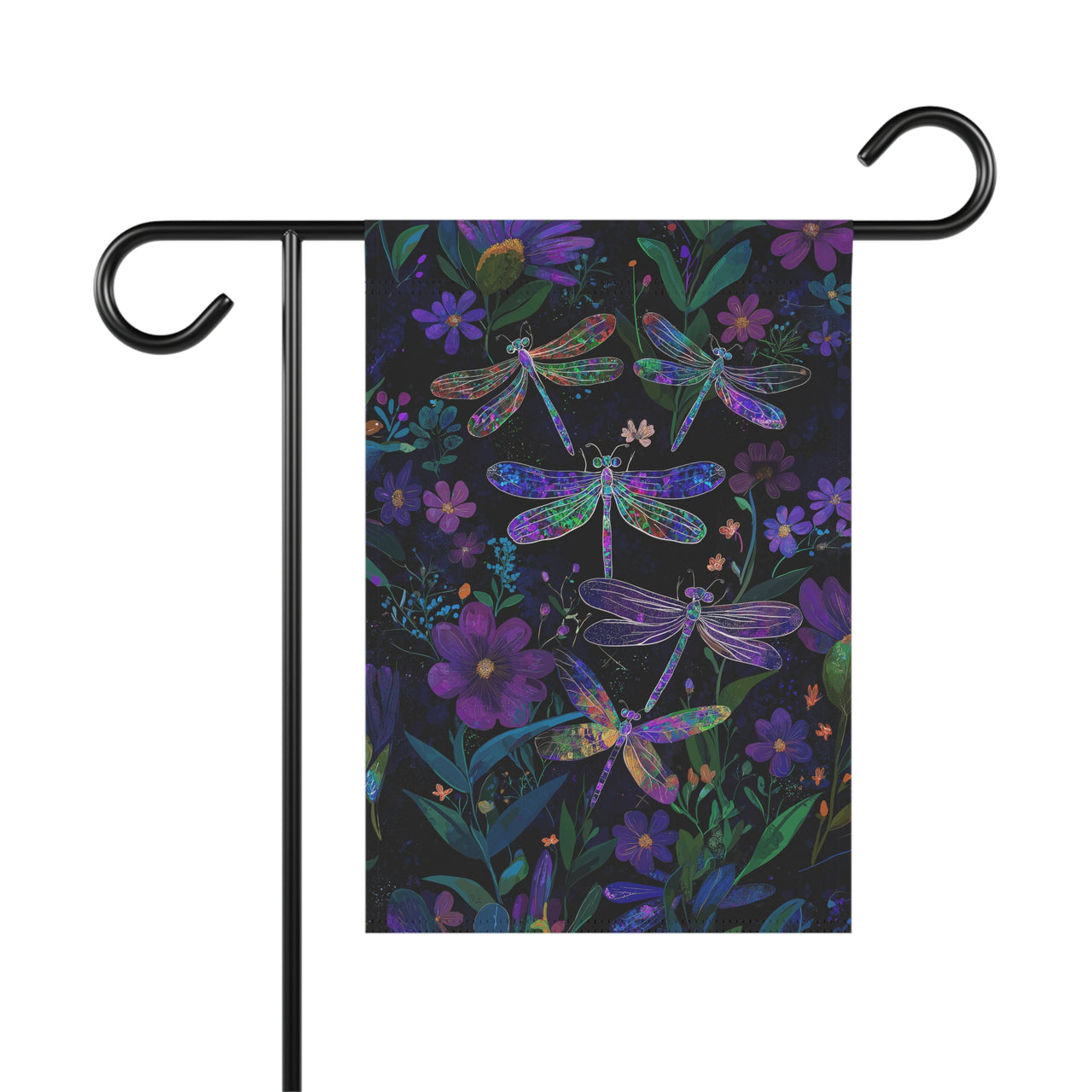 Garden Banners, Summer Garden Flag, Dragonfly Garden Decor, Fairy Garden Flag, Purple Garden Flag, Mystical Garden Decor, Cottagecore