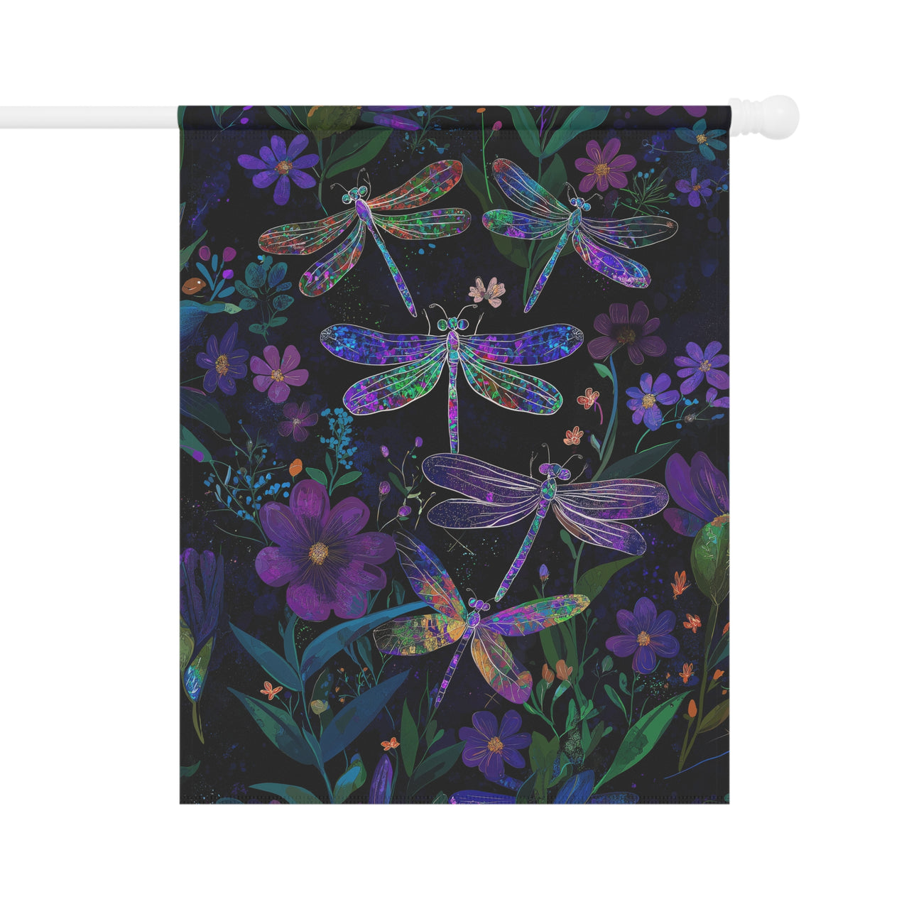 Garden Banners, Summer Garden Flag, Dragonfly Garden Decor, Fairy Garden Flag, Purple Garden Flag, Mystical Garden Decor, Cottagecore