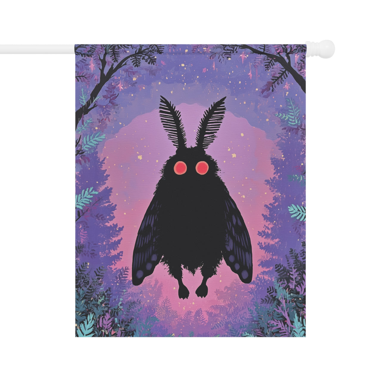 Mothman Garden Flag, Pastel Goth Halloween Flag, Whimsigoth Porch Decor, Cryptid Yard Banner, Spooky Fall House Flag, Cryptid Garden Flag