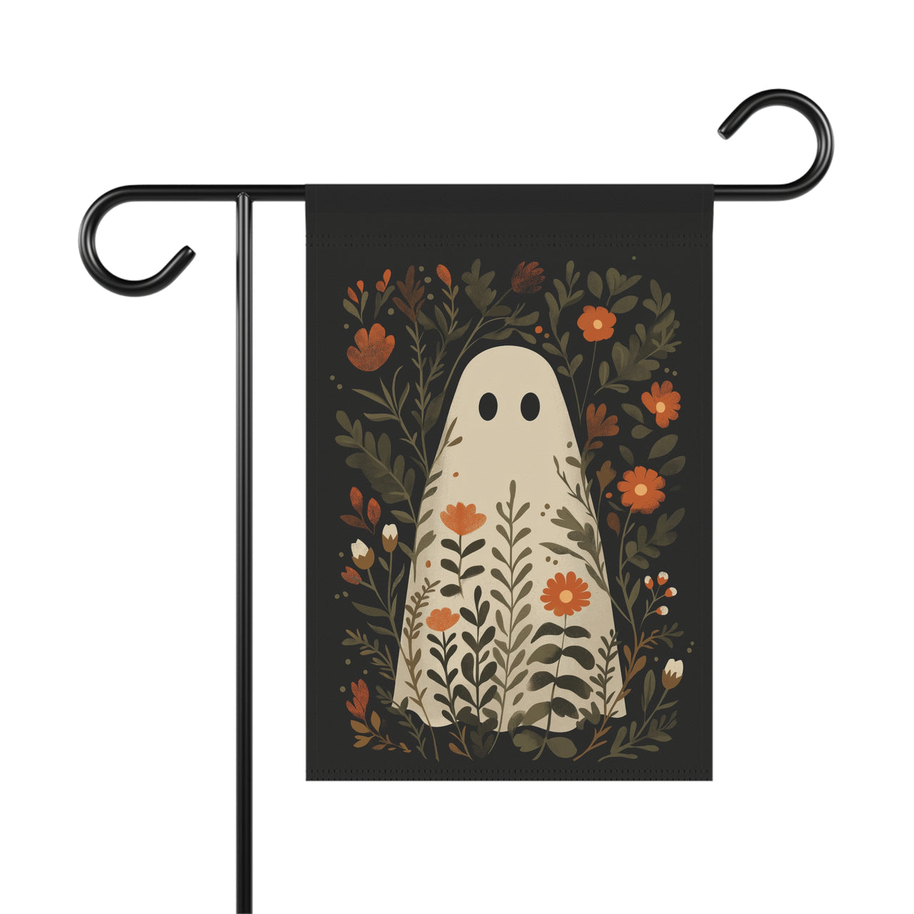 Ghost Halloween Garden Flag, Rustic Fall Outdoor Decor, Boho Cottagecore Banner, Creepy Cute Yard Flag, Autumn Porch Decor