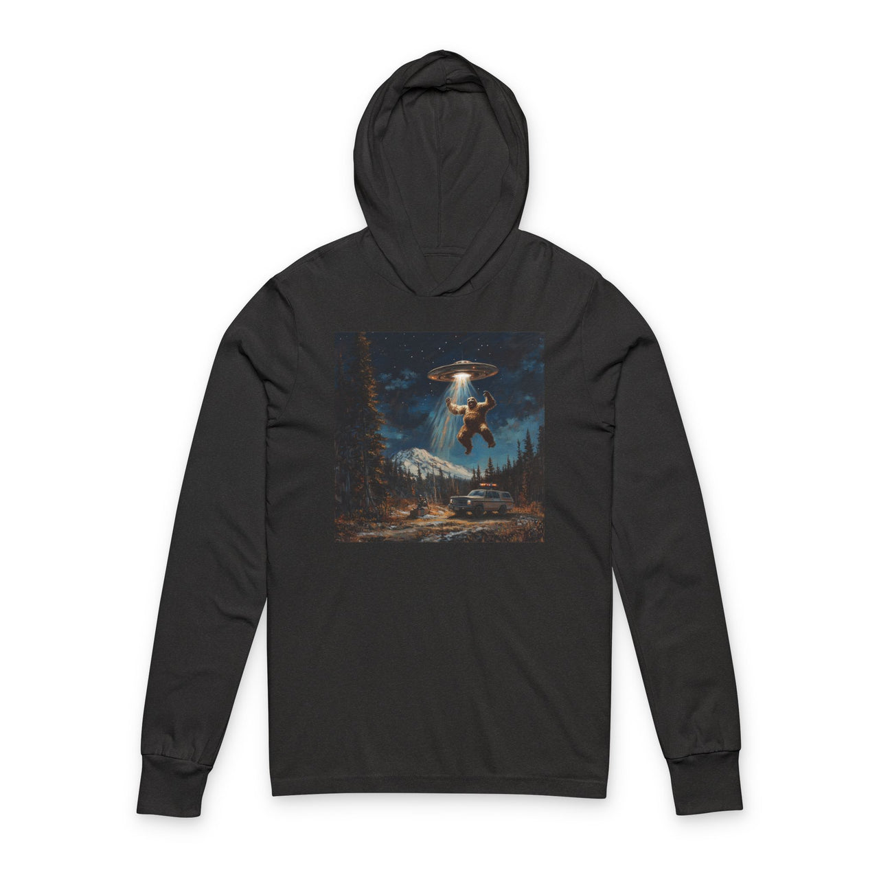 Alien Abduction Hoodie Tee – UFO Night Sky Graphic Long Sleeve Shirt  Sci-Fi Streetwear Cotton Pullover