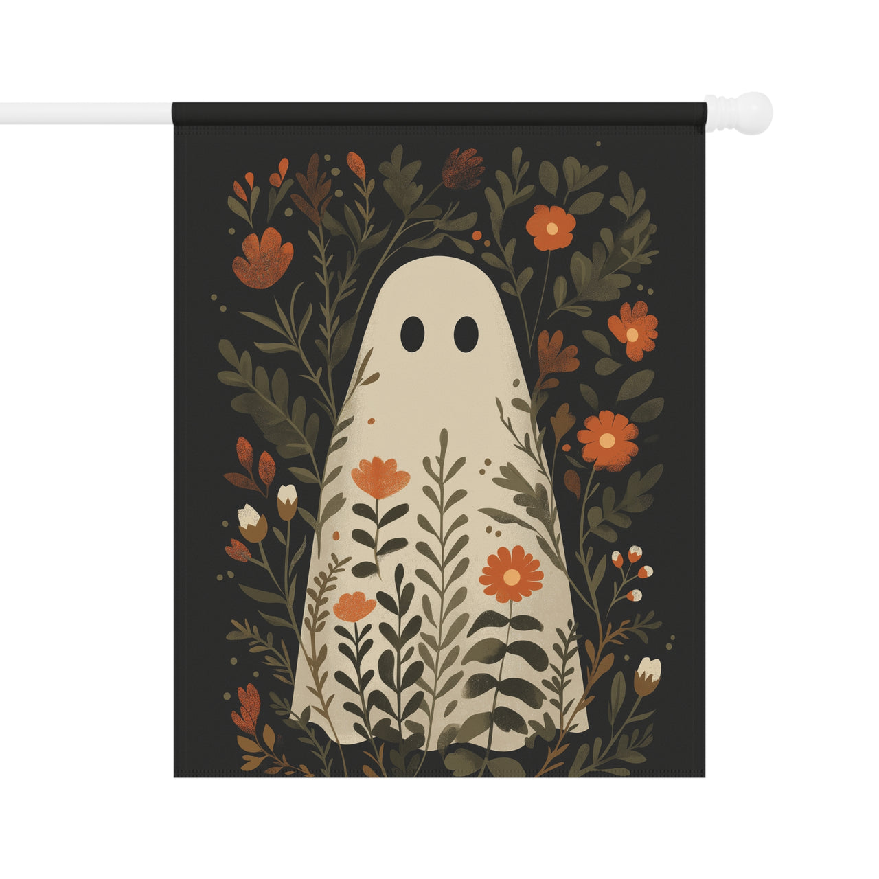 Ghost Halloween Garden Flag, Rustic Fall Outdoor Decor, Boho Cottagecore Banner, Creepy Cute Yard Flag, Autumn Porch Decor