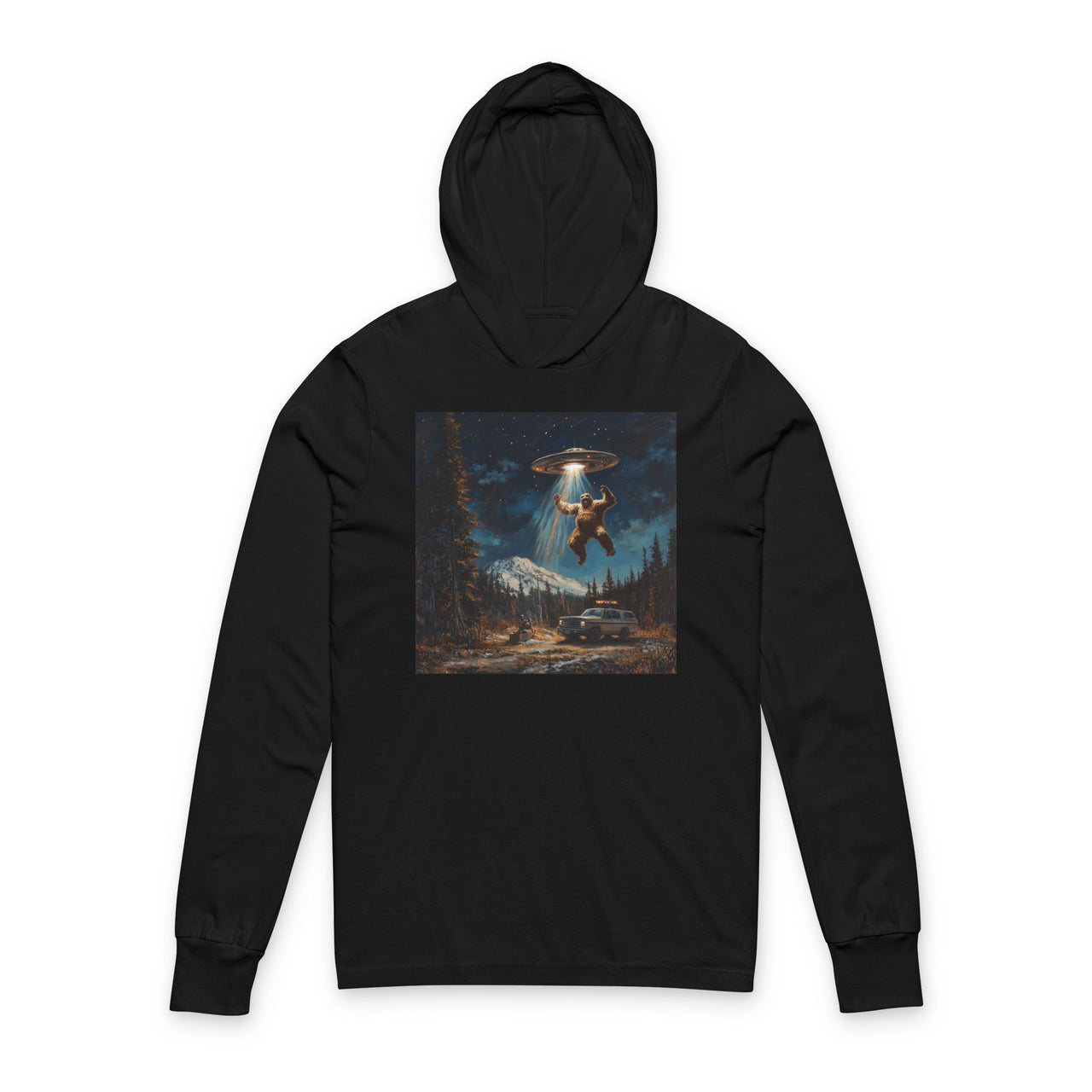 Alien Abduction Hoodie Tee – UFO Night Sky Graphic Long Sleeve Shirt  Sci-Fi Streetwear Cotton Pullover