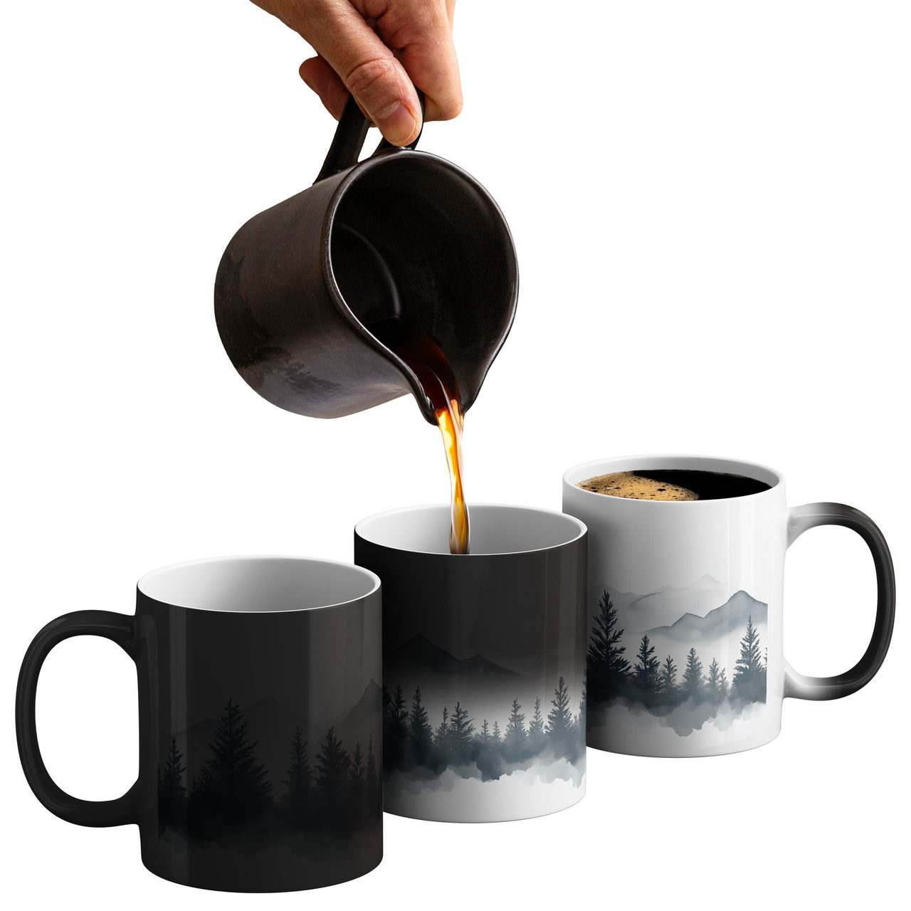 Minimalist Nature Magic Mug | Heat Sensitive Tree & Mountain Color Changing Mug