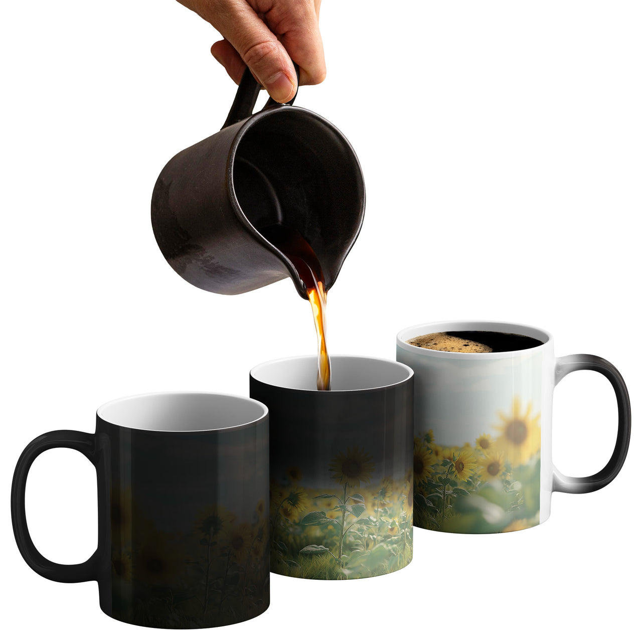 Sunflower Magic Mug - 11oz Heat Sensitive Color Changing Coffee Mug with Sunflowers Design | Perfect Sunny Gift