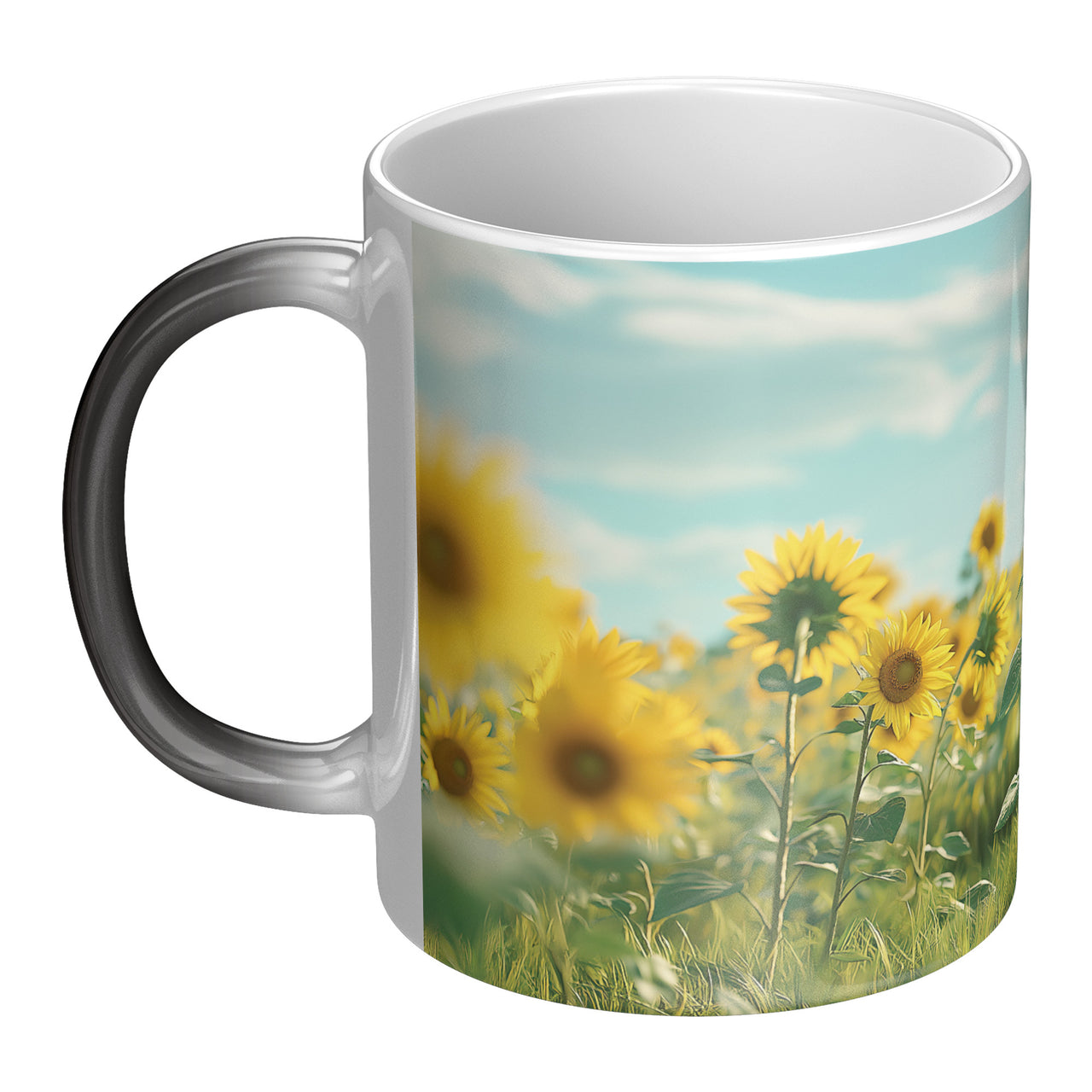 Sunflower Magic Mug - 11oz Heat Sensitive Color Changing Coffee Mug with Sunflowers Design | Perfect Sunny Gift