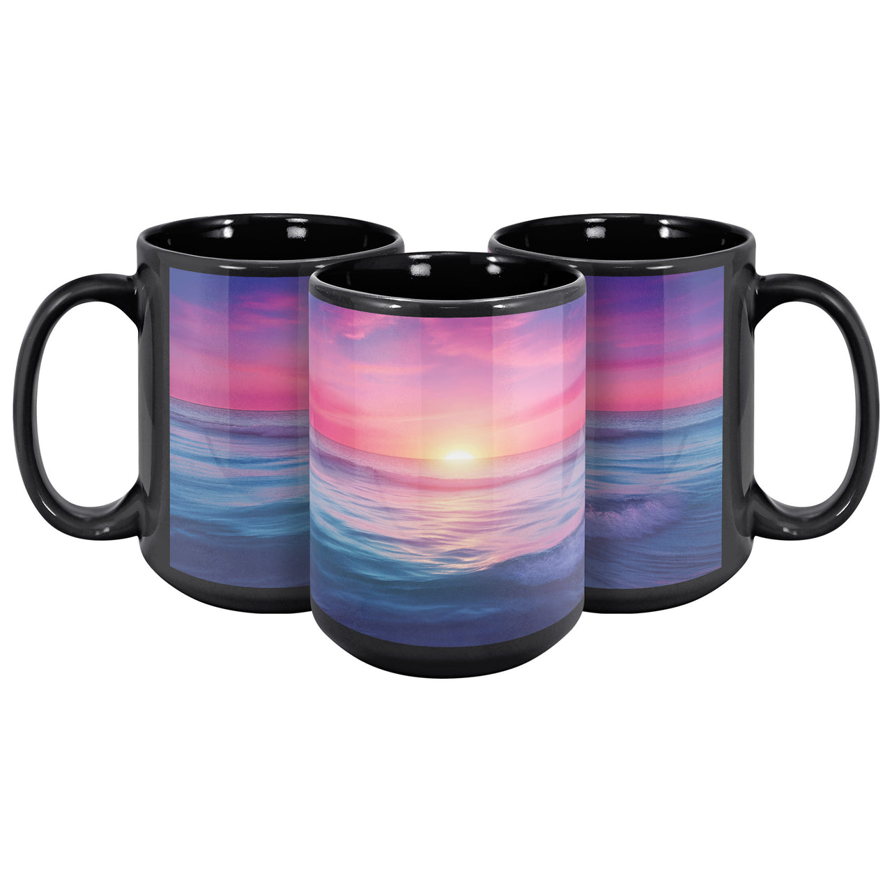Sunrise Mug, 15oz Black Mug, Ocean Sunrise Coffee Mug