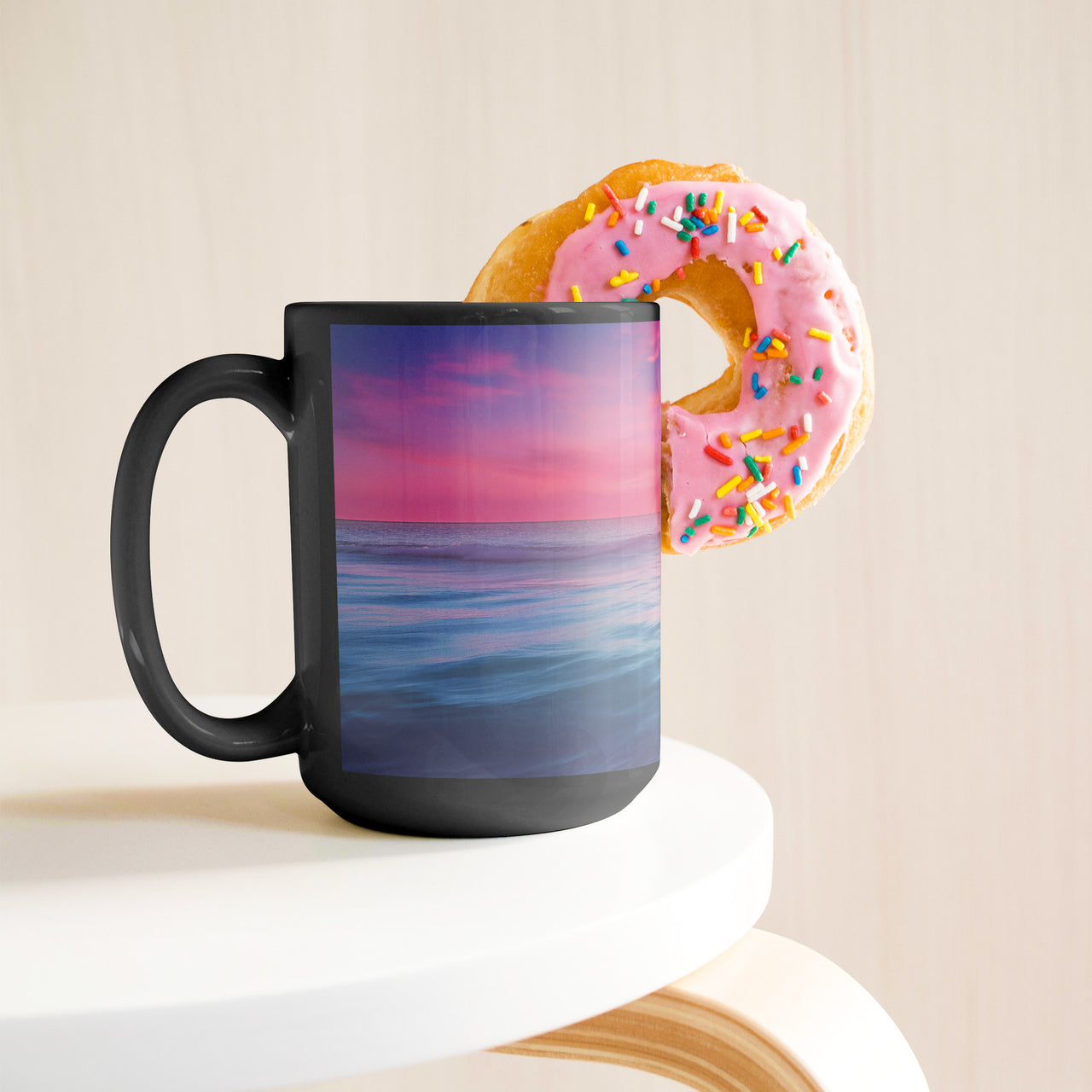 Sunrise Mug, 15oz Black Mug, Ocean Sunrise Coffee Mug