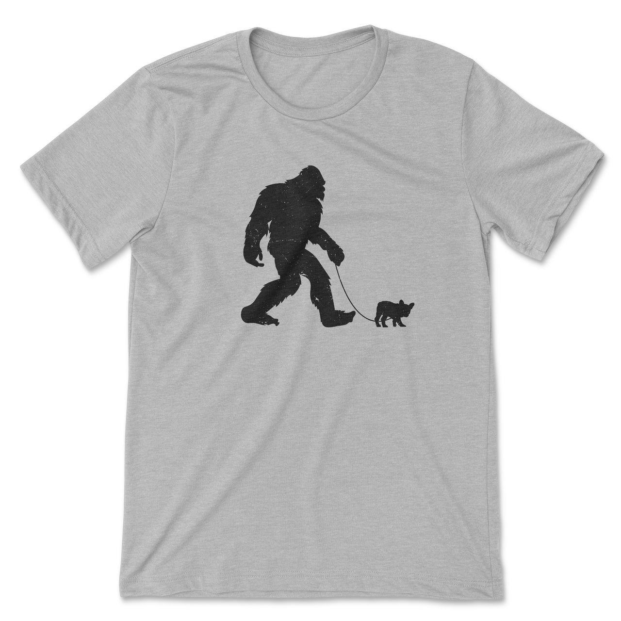 Bigfoot Walking a Frenchie Dog T-Shirt