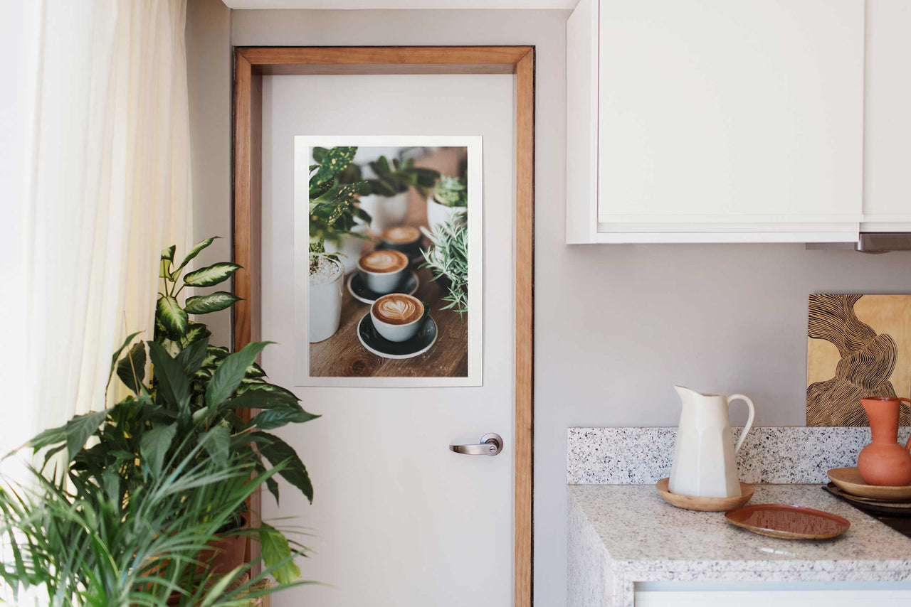 Coffee and Plants Poster, Latte Art Print