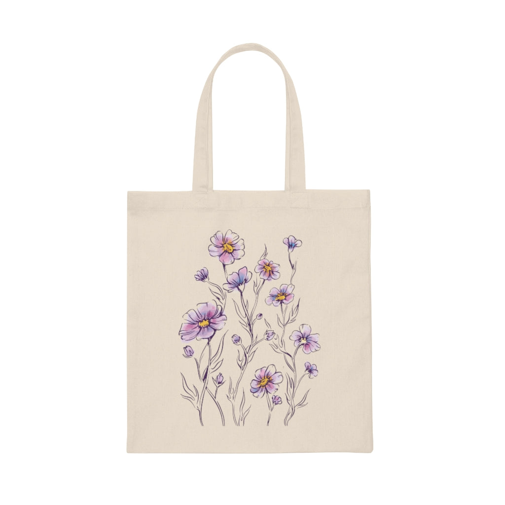 Purple Watercolor Flowers Tote Bag