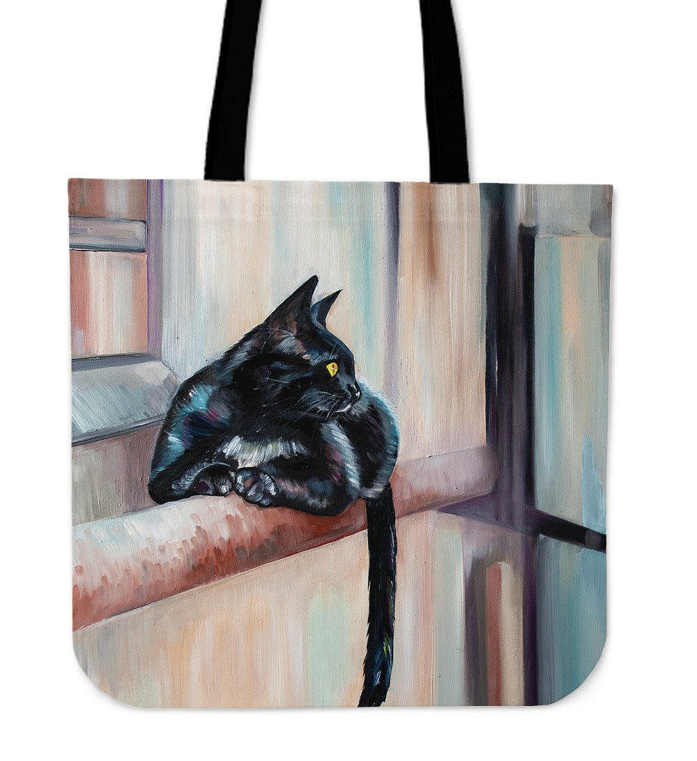 Cat On Ledge Cloth Tote Bag