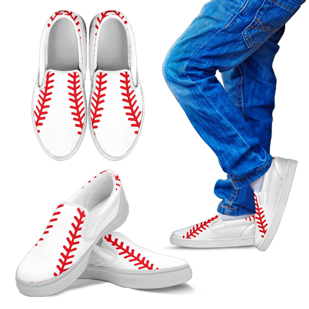Classy Baseball Kid`s Slip Ons