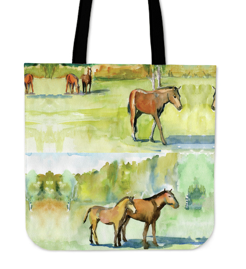 Horse Paddock Cloth Tote Bag