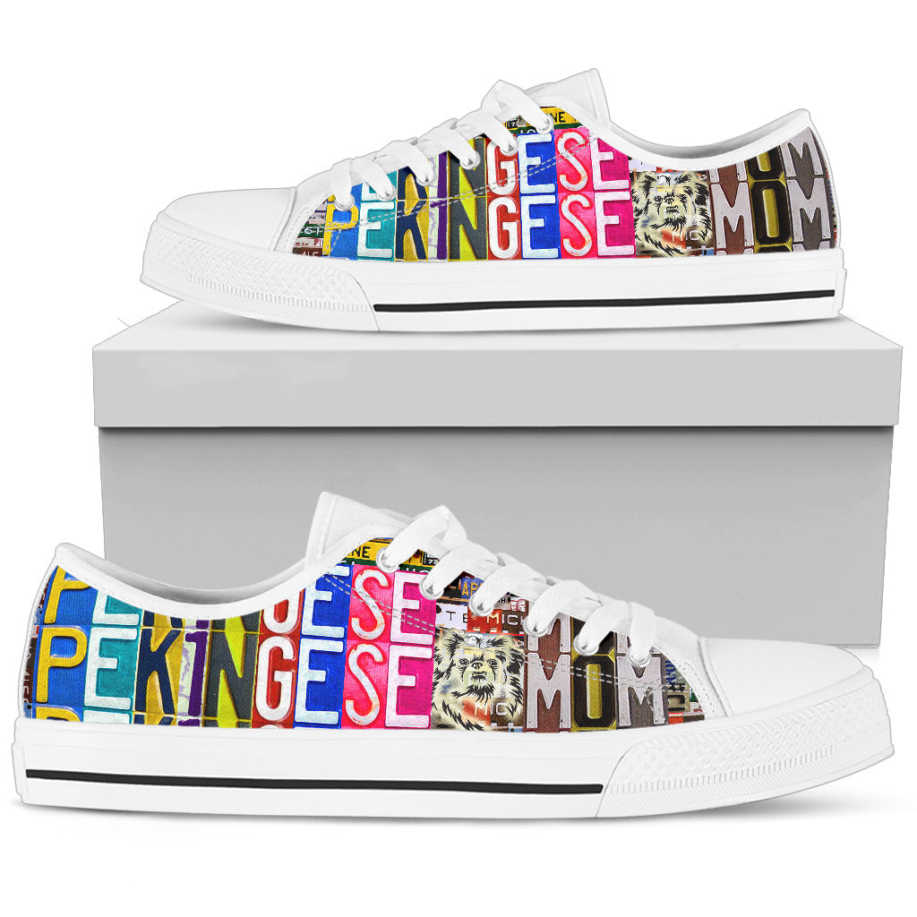 Women's Low Top Canvas Shoes For Pekingese Mom