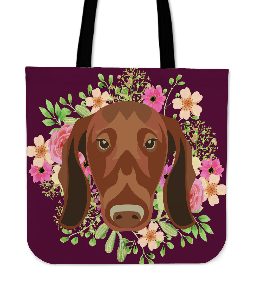 Dachshund Flower Tote Bag