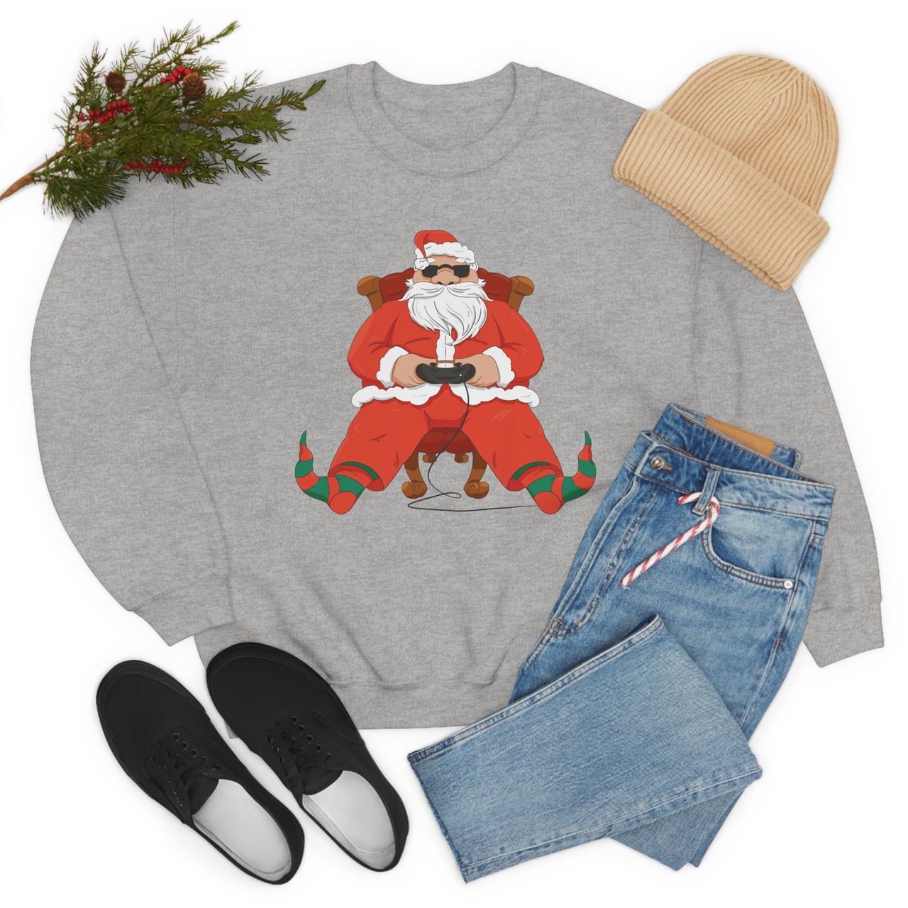 Gamer Santa Sweatshirt, Gaming Christmas Sweatshirt