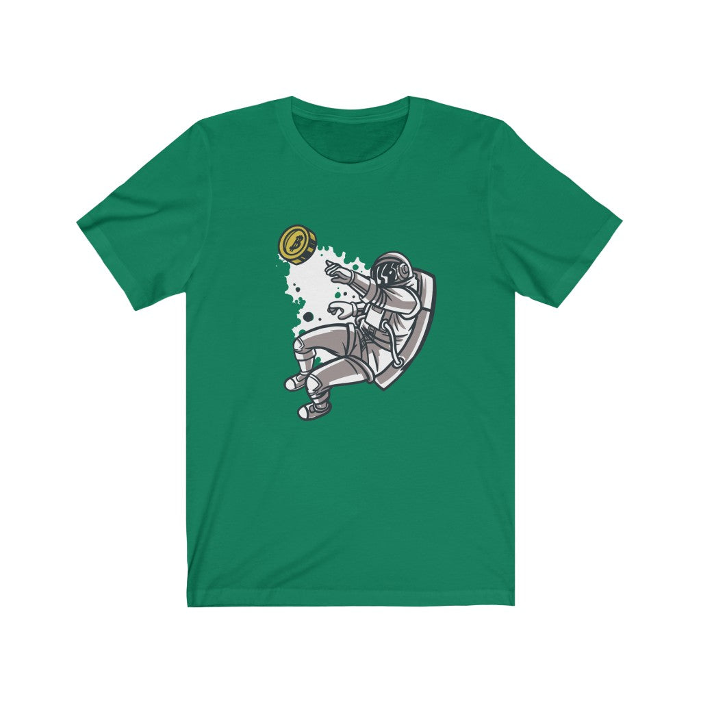 Flying Astronaut with Bitcoin T-Shirt - Cryptocurrency Crypto Moon Tee Shirt
