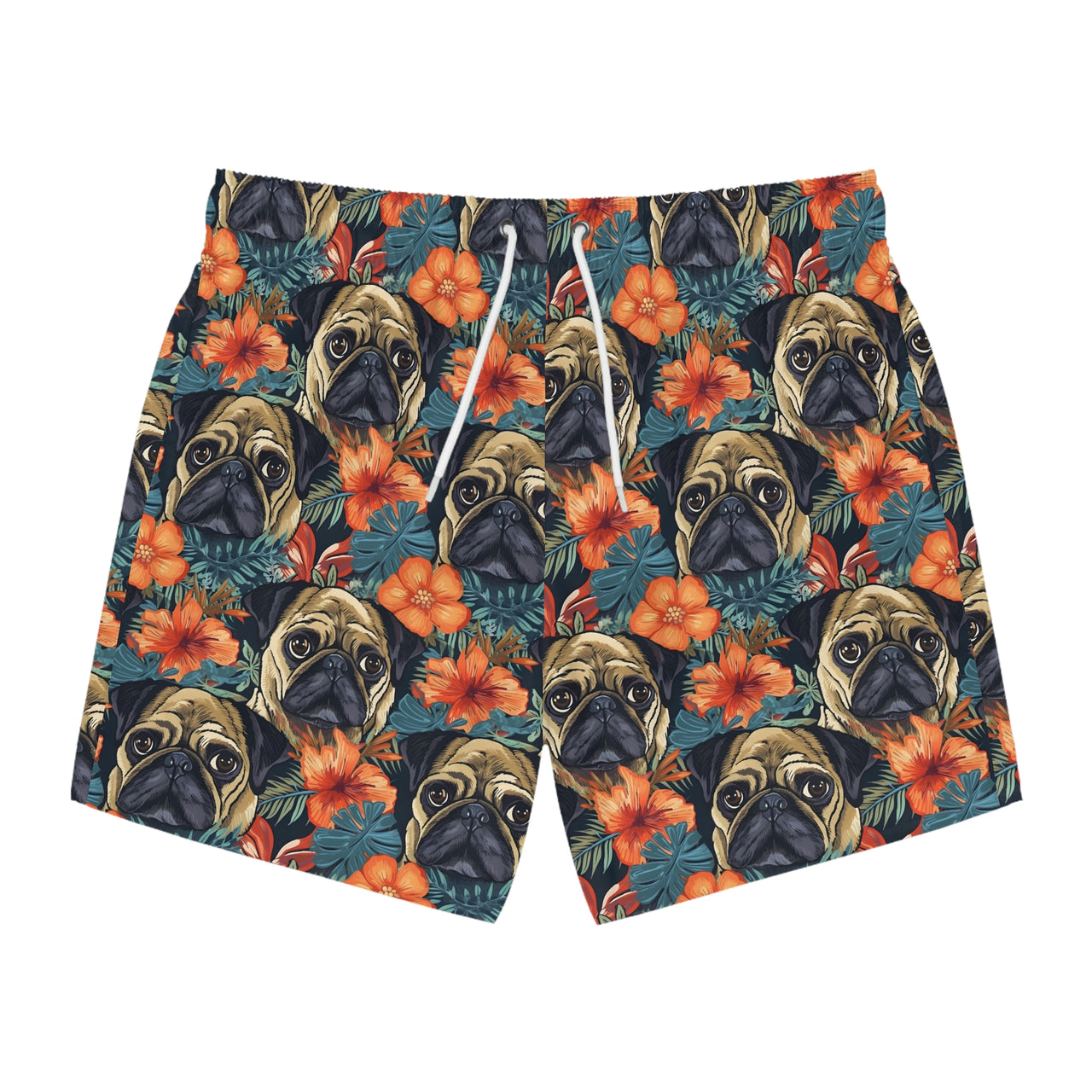 Hawaiian Pug Swim Trunks