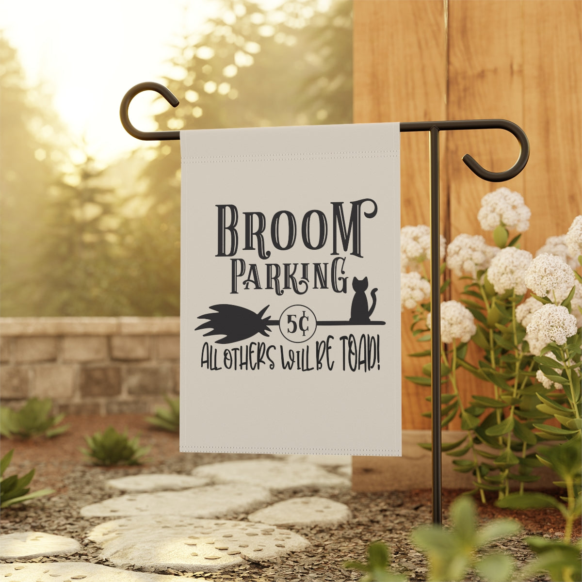 Broom Parking Sign Halloween Garden Flag