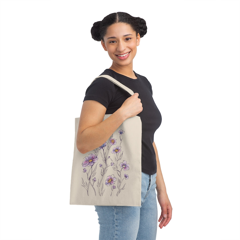 Purple Watercolor Flowers Tote Bag
