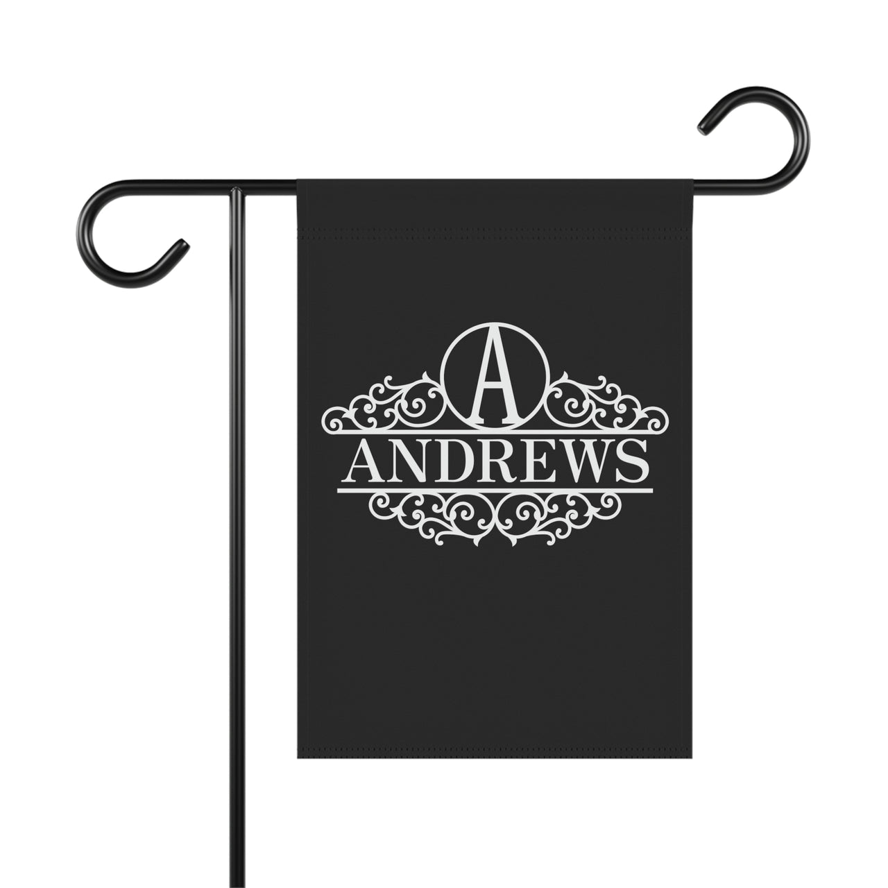 Personalized Name Monogram Garden Flag - Black