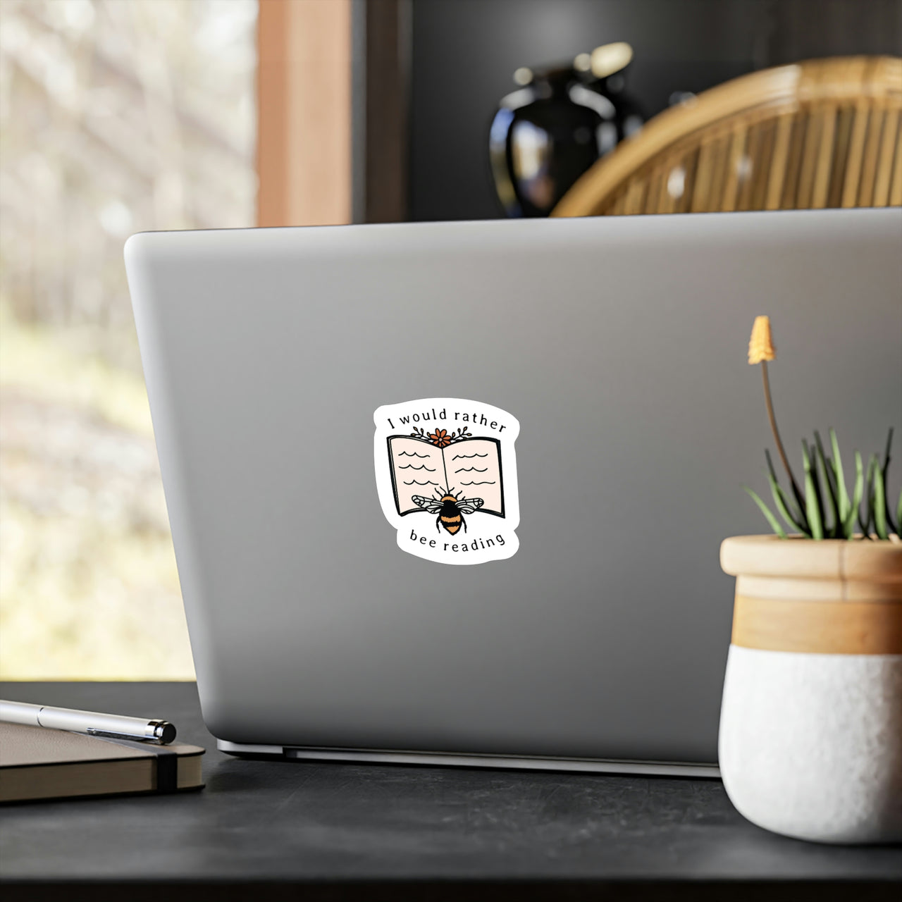 Bee Sticker - I'd Rather Bee Reading Book Sticker