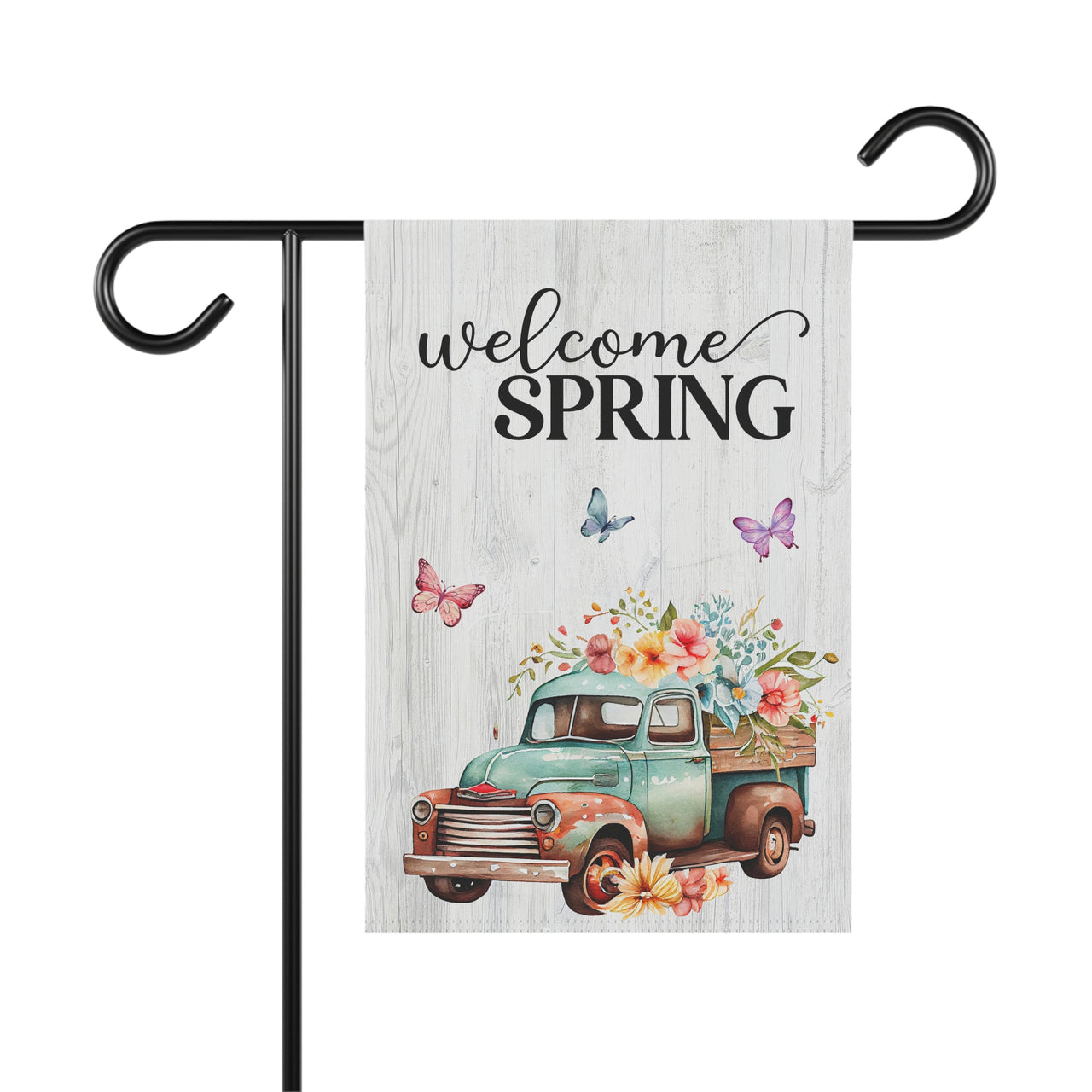 Welcome Spring Garden Flag - Vintage Truck with Flowers