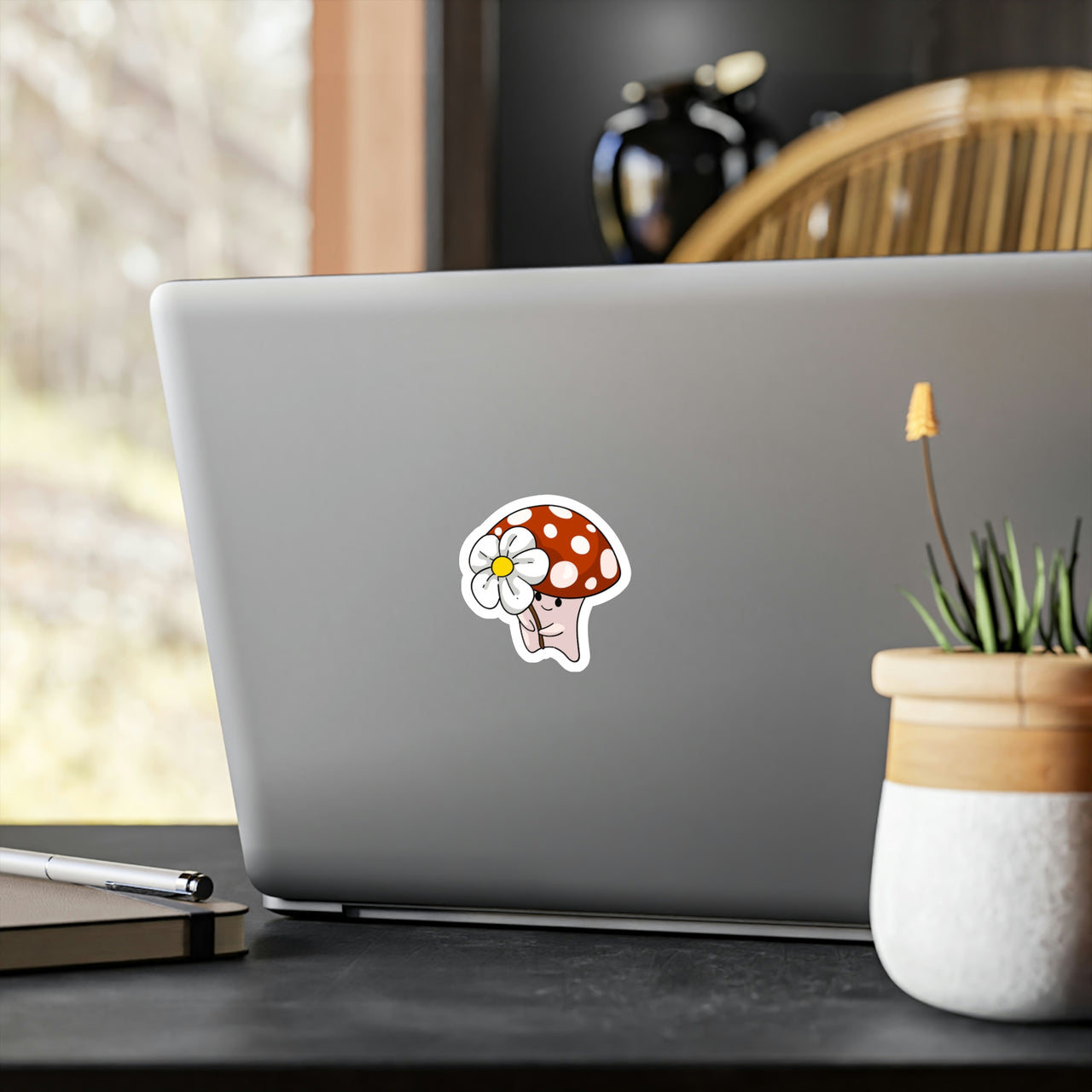 Mushroom Sticker - Mushroom Holding Flower Sticker