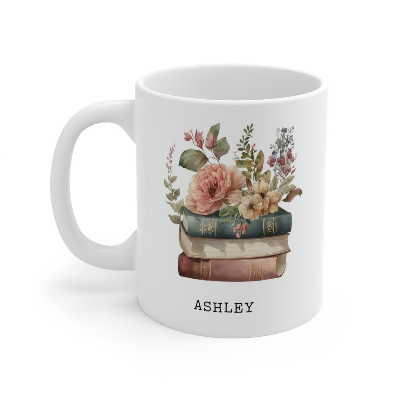 Personalized Floral Book Lover Mug