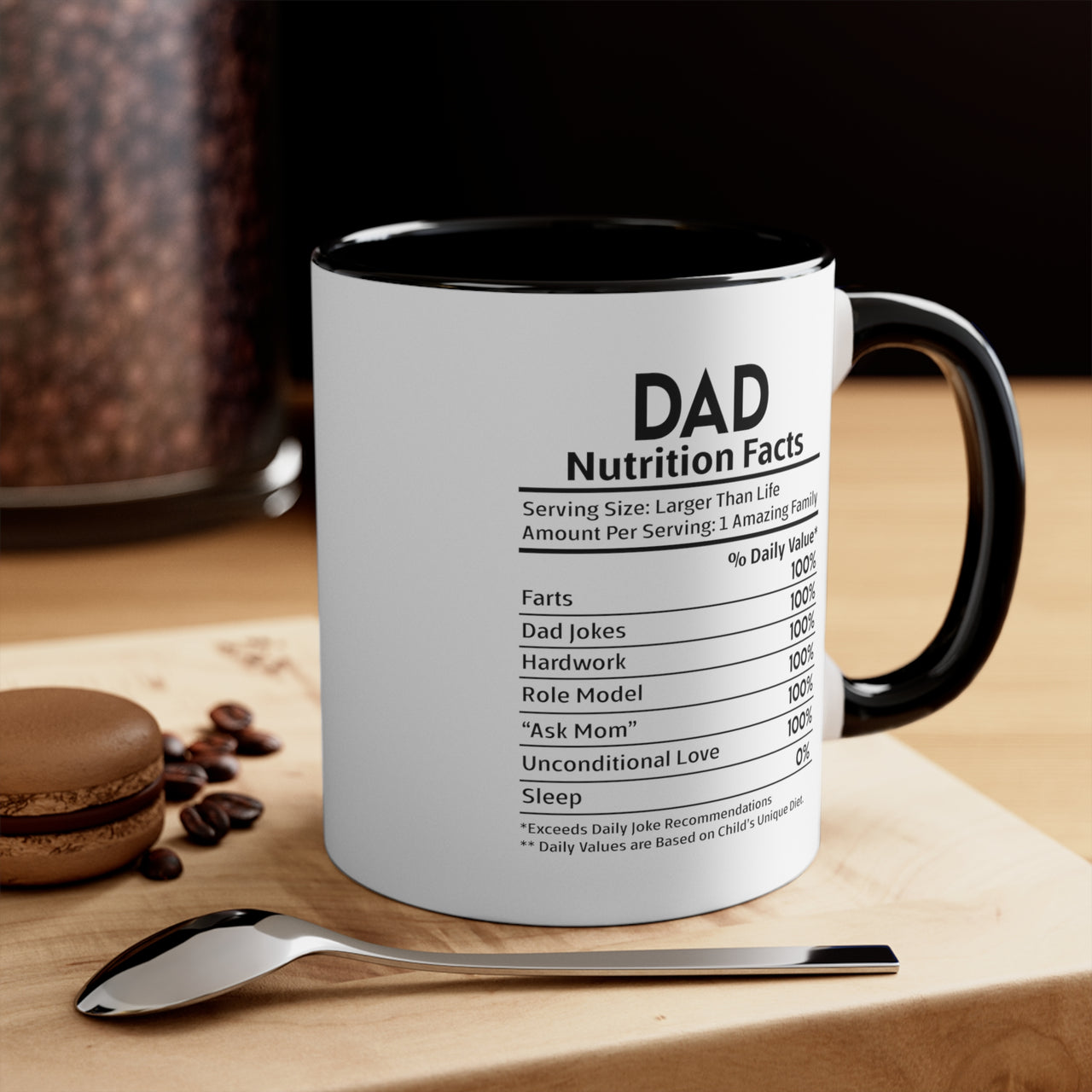 Dad Nutrition Facts Accent Coffee Mug, 11oz