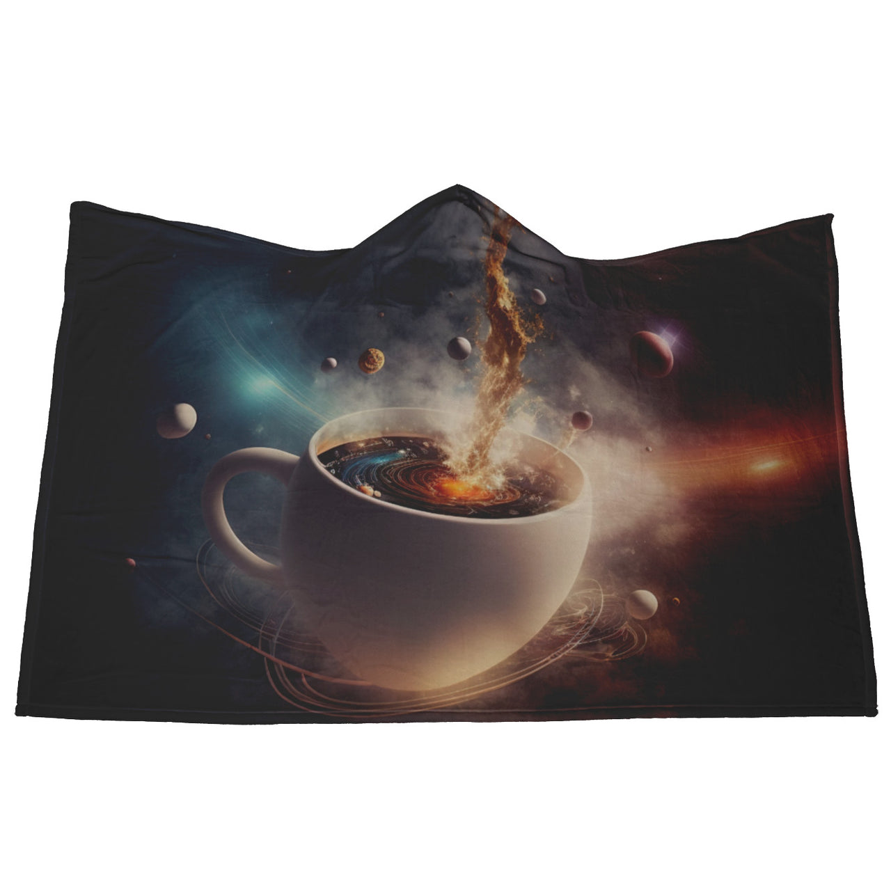 Coffee Space Galaxy Hooded Blanket