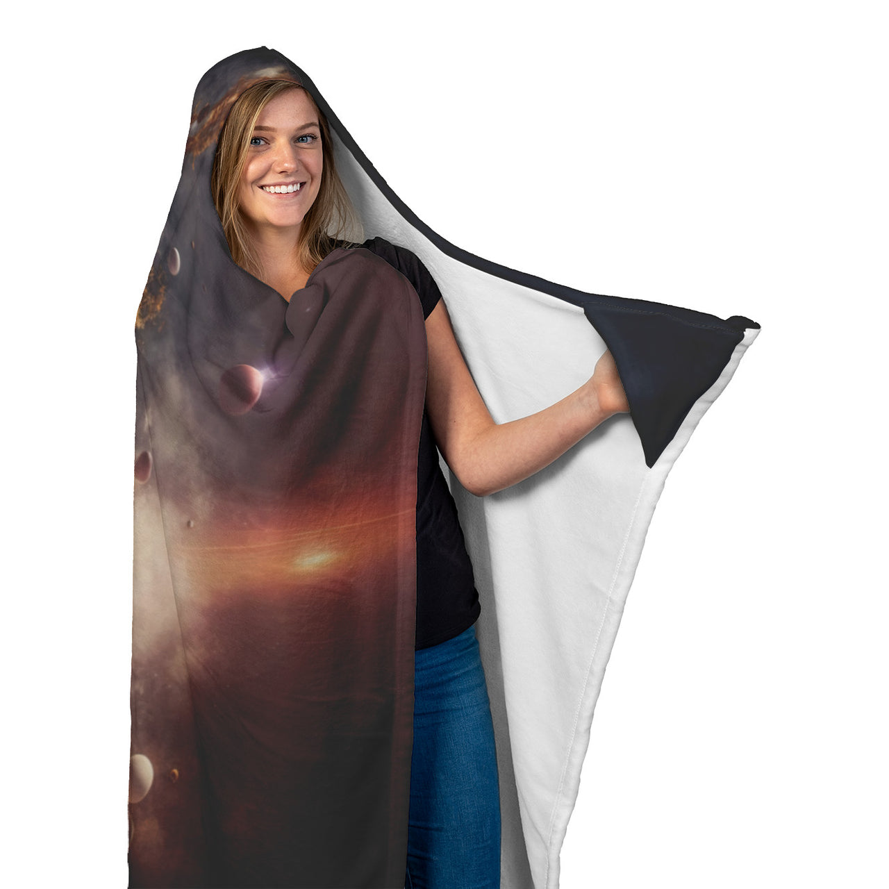 Coffee Space Galaxy Hooded Blanket