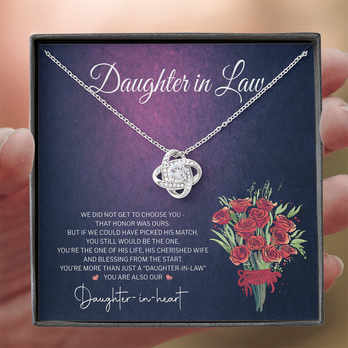 Daughter-in-Law Necklace Gift - Daughter-in-Heart Love Knot Necklace