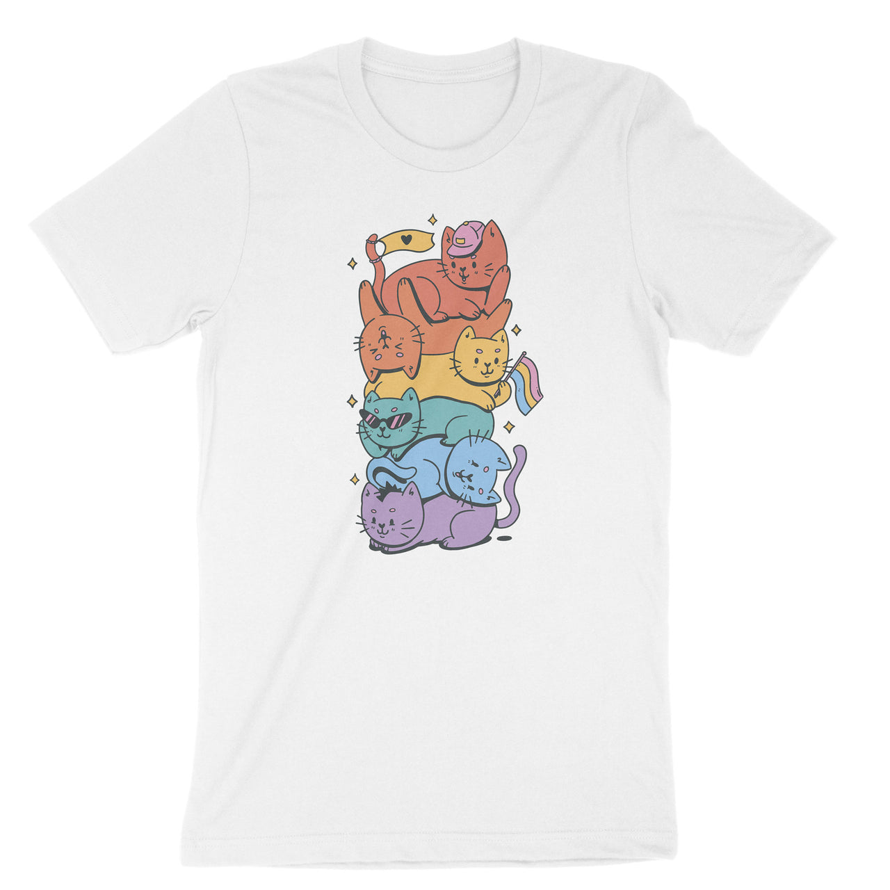 LGBTQ Cat T-Shirt, Stacked Cats, Kitty Pride Tee Shirt
