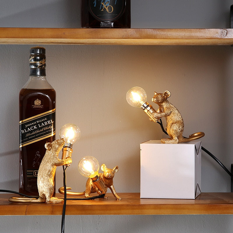 Mouse Rat Lamp, Quirky Mice Night Light LED Desktop Table Lamp