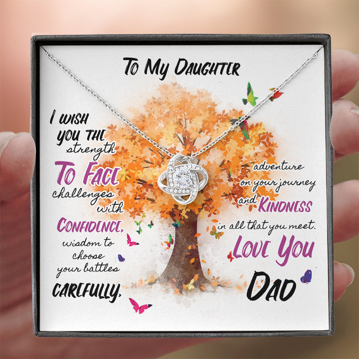 Daughter Necklace - To Daughter From Dad Gift Love Knot Necklace
