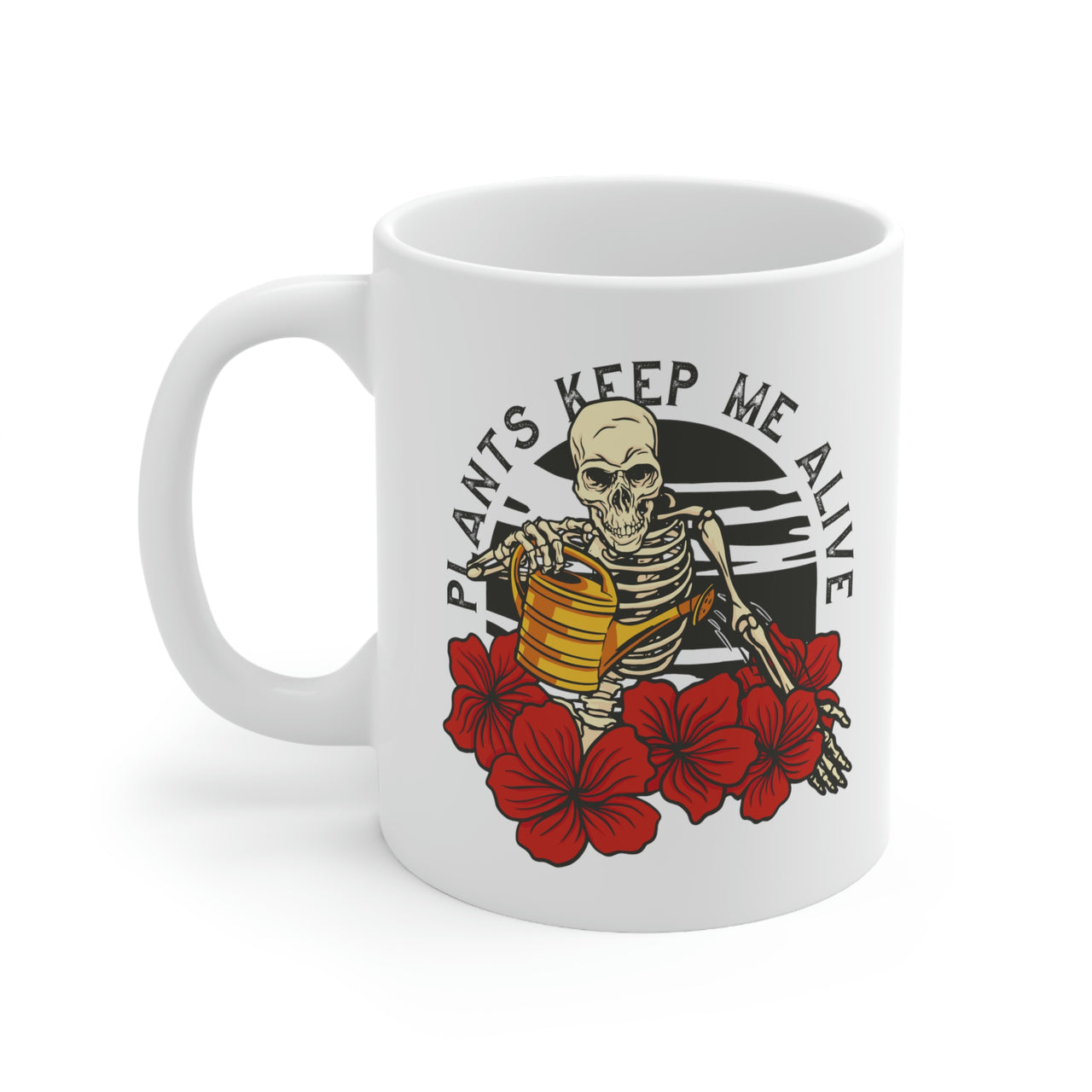 Plants Keep Me Alive Skeleton Mug