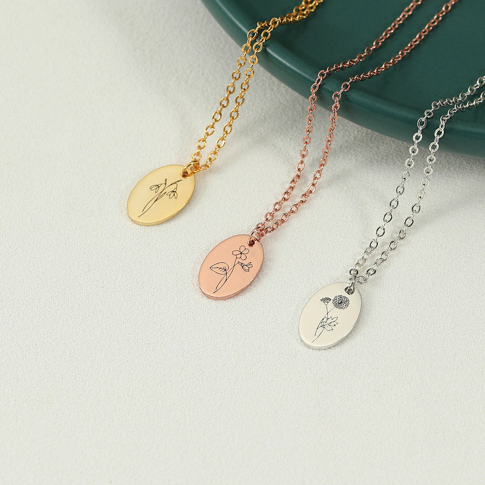 s925 silver birthday flower pendant necklace