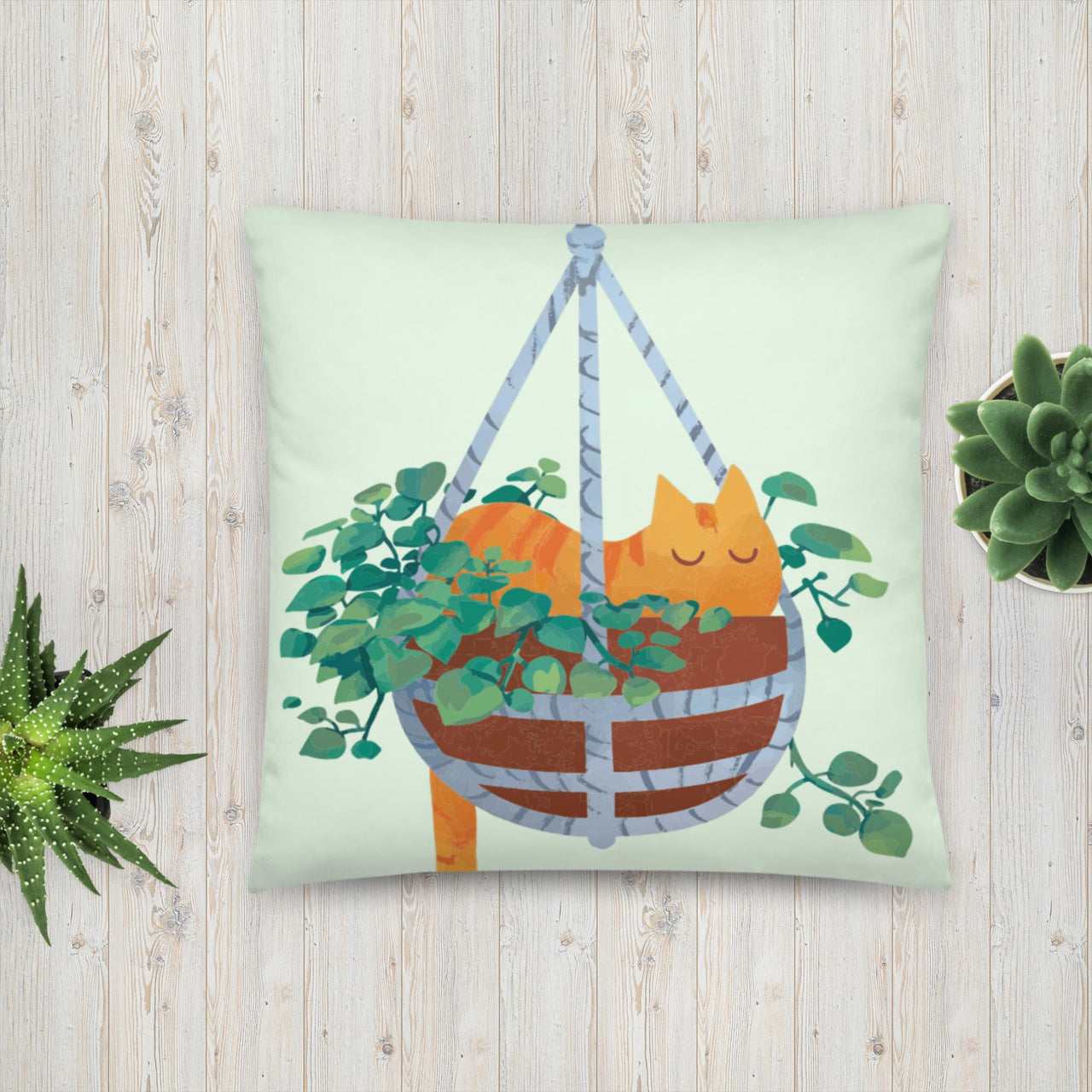 Cat Napping in Plant Pillow