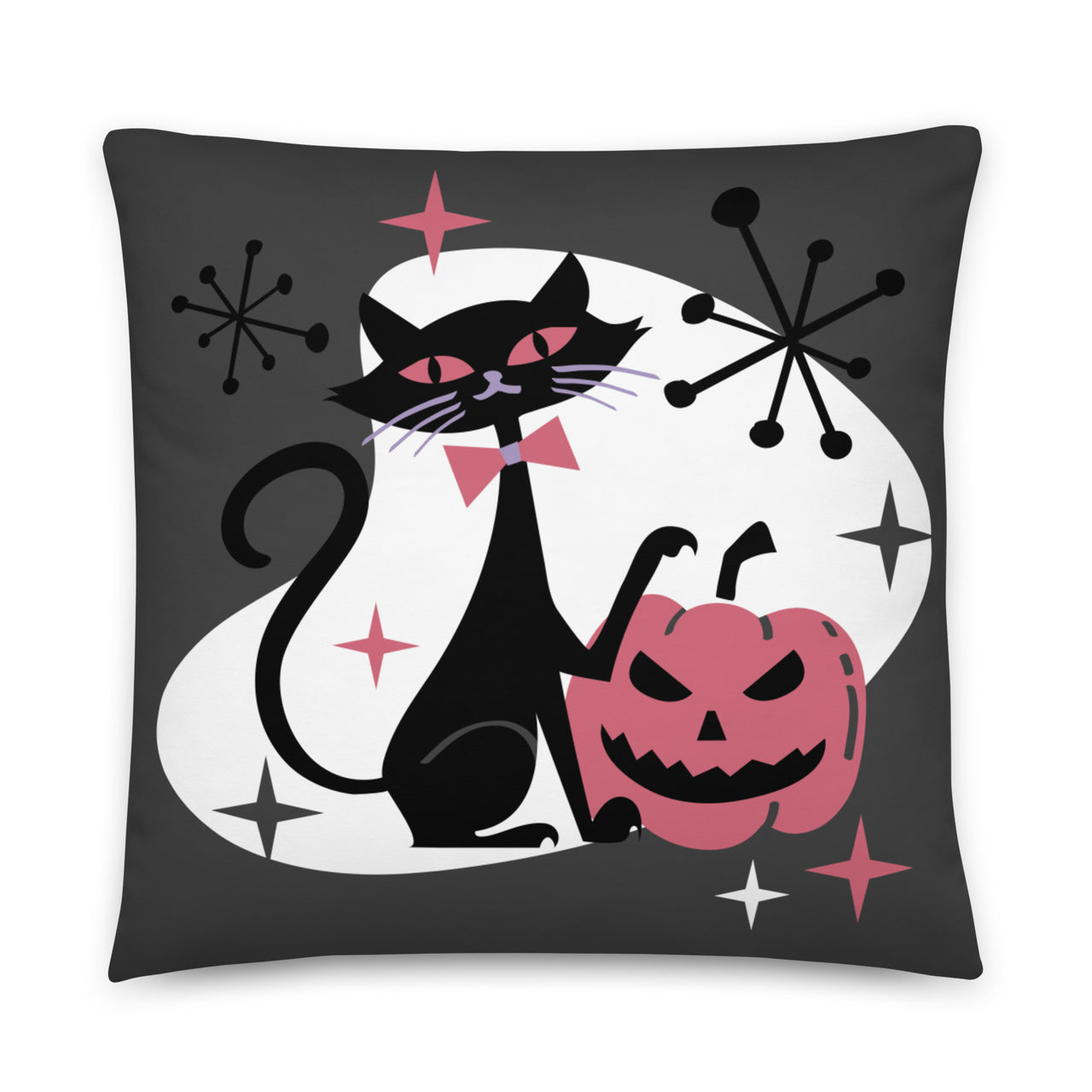 Black Cat Halloween Throw Pillow