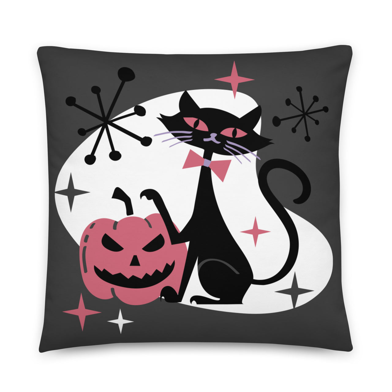 Black Cat Halloween Throw Pillow