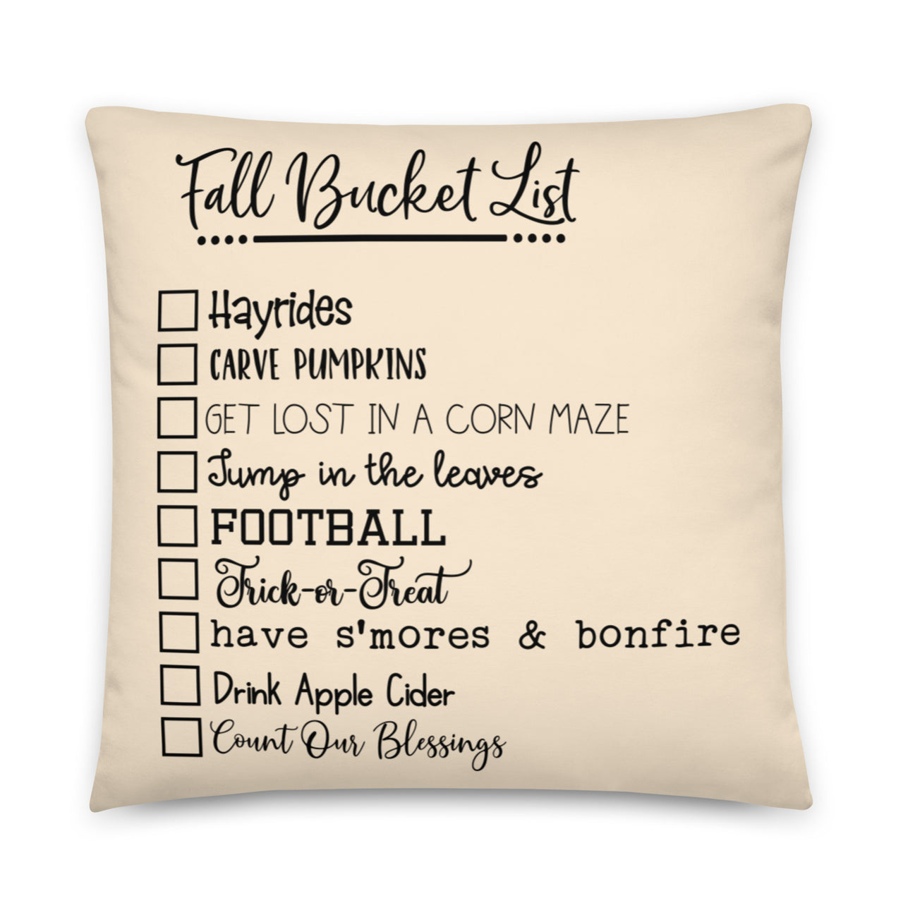 Fall Bucket List Pillow